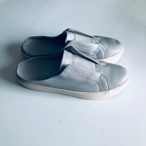 J Slides 'Alara' Women's  8 Slip On Sneaker Mule Gray Leather Clog Slide - Picture 2 of 11